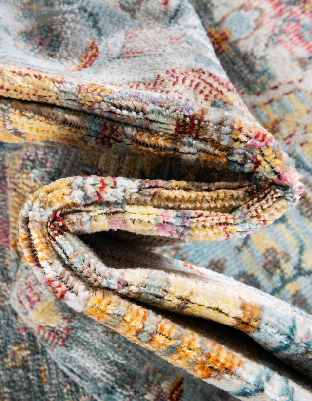 Light Blue 4' x 4' Baracoa Square Area Rug 100% Polypropylene Distressed Vintage Living Dining Room Office Traditional Carpet for Sale at Rug Engine