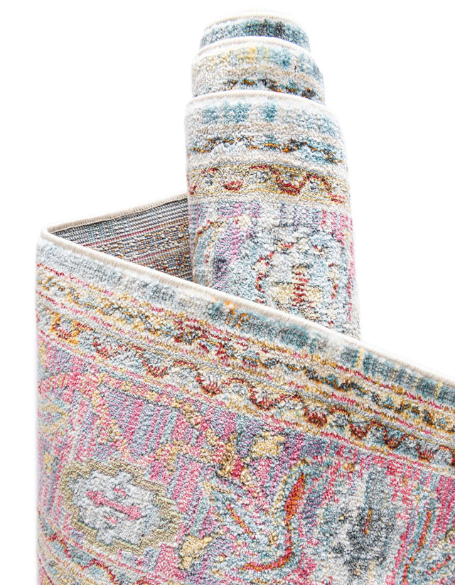 Light Blue 4' x 4' Baracoa Square Area Rug 100% Polypropylene Distressed Vintage Living Dining Room Office Traditional Carpet for Sale at Rug Engine