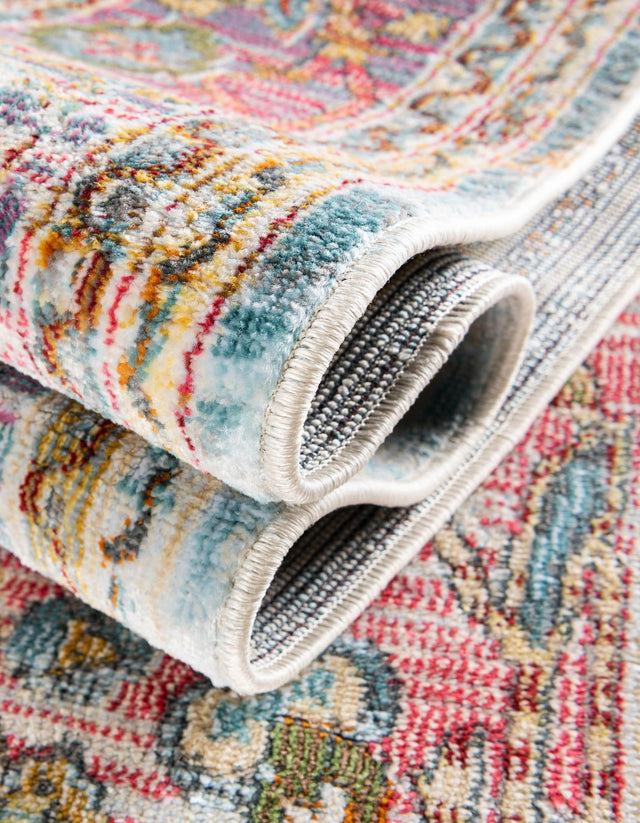 Light Blue 8' x 8' Baracoa Octagon Area Rug 100% Polypropylene Distressed Vintage Living Dining Room Office Traditional Carpet for Sale at Rug Engine