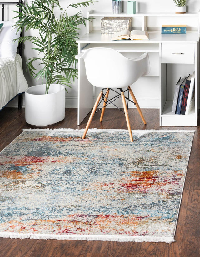 Cream 6' 1 x 6' 1 Baracoa Square Area Rug 100% Polypropylene Distressed Vintage Living Dining Room Office Traditional Carpet for Sale at Rug Engine