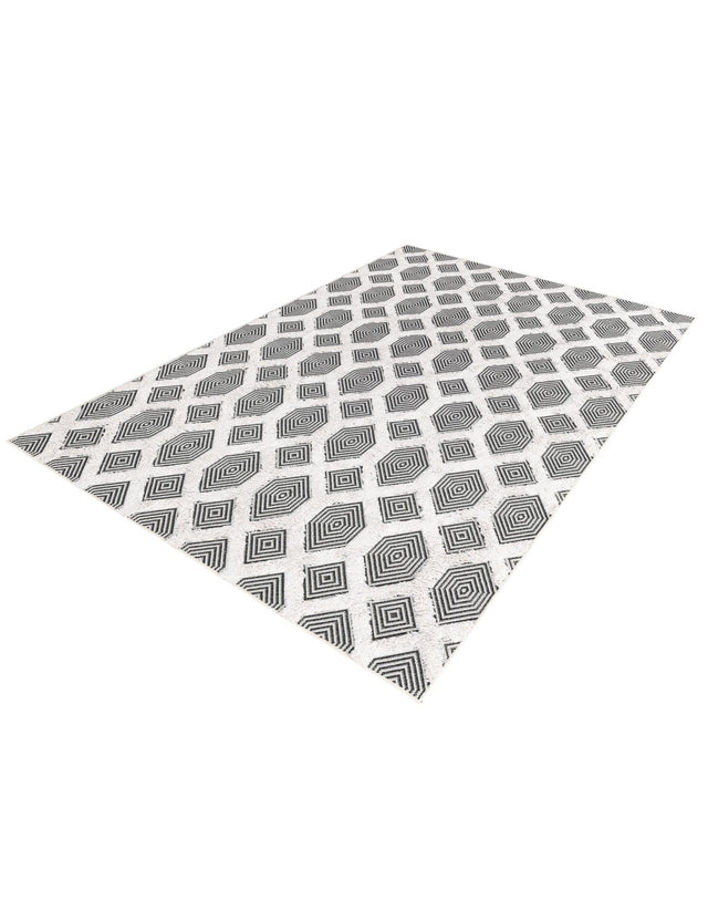 Black 5' 3 x 8' Sabrina Soto Casa Rectangle Area Rug 100% Cotton Geometric Pattern All Natural Material Eco Friendly Carpet for Sale at Rug Engine