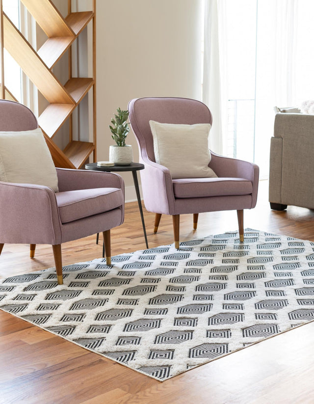 Black 8' 3 x 10' Sabrina Soto Casa Rectangle Area Rug 100% Cotton Geometric Pattern All Natural Material Eco Friendly Carpet for Sale at Rug Engine