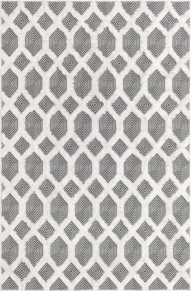 Black 5' 3 x 8' Sabrina Soto Casa Rectangle Area Rug 100% Cotton Geometric Pattern All Natural Material Eco Friendly Carpet for Sale at Rug Engine