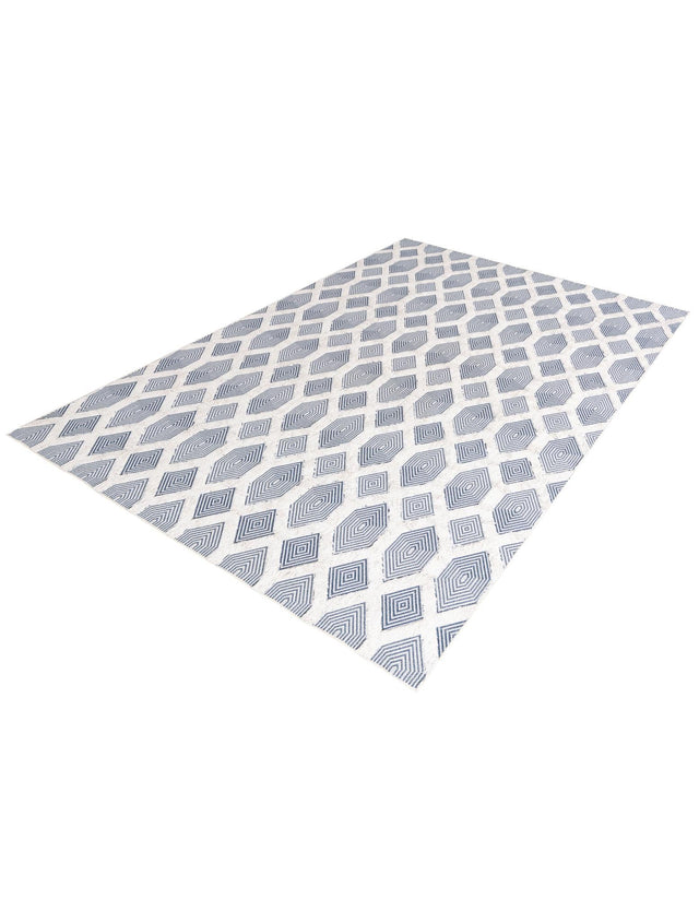 Navy Blue 8' 3 x 10' Sabrina Soto Casa Rectangle Area Rug 100% Cotton Geometric Pattern All Natural Material Eco Friendly Carpet for Sale at Rug Engine