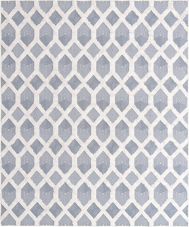 Navy Blue 8' 3 x 10' Sabrina Soto Casa Rectangle Area Rug 100% Cotton Geometric Pattern All Natural Material Eco Friendly Carpet for Sale at Rug Engine