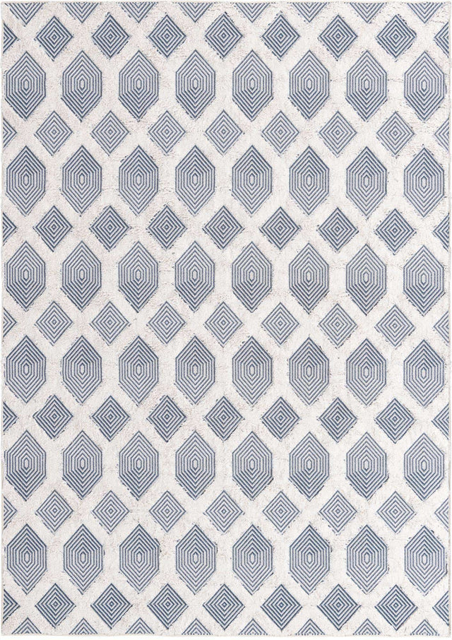 Navy Blue 6' 4 x 9' Sabrina Soto Casa Rectangle Area Rug 100% Cotton Geometric Pattern All Natural Material Eco Friendly Carpet for Sale at Rug Engine
