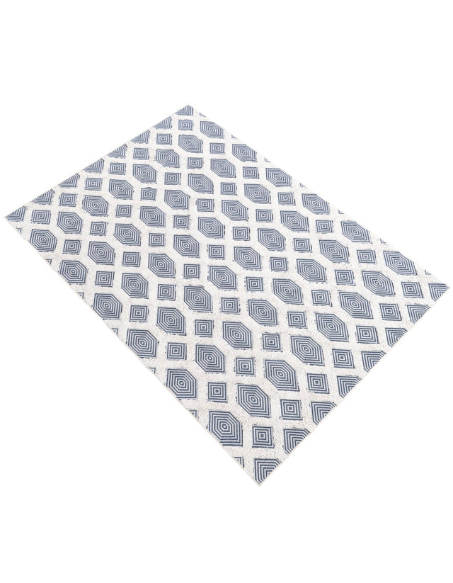 Navy Blue 5' 3 x 8' Sabrina Soto Casa Rectangle Area Rug 100% Cotton Geometric Pattern All Natural Material Eco Friendly Carpet for Sale at Rug Engine