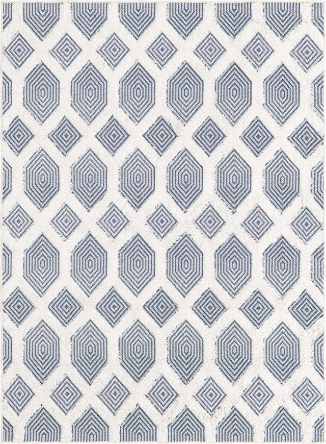 Navy Blue 4' 5 x 6' Sabrina Soto Casa Rectangle Area Rug 100% Cotton Geometric Pattern All Natural Material Eco Friendly Carpet for Sale at Rug Engine