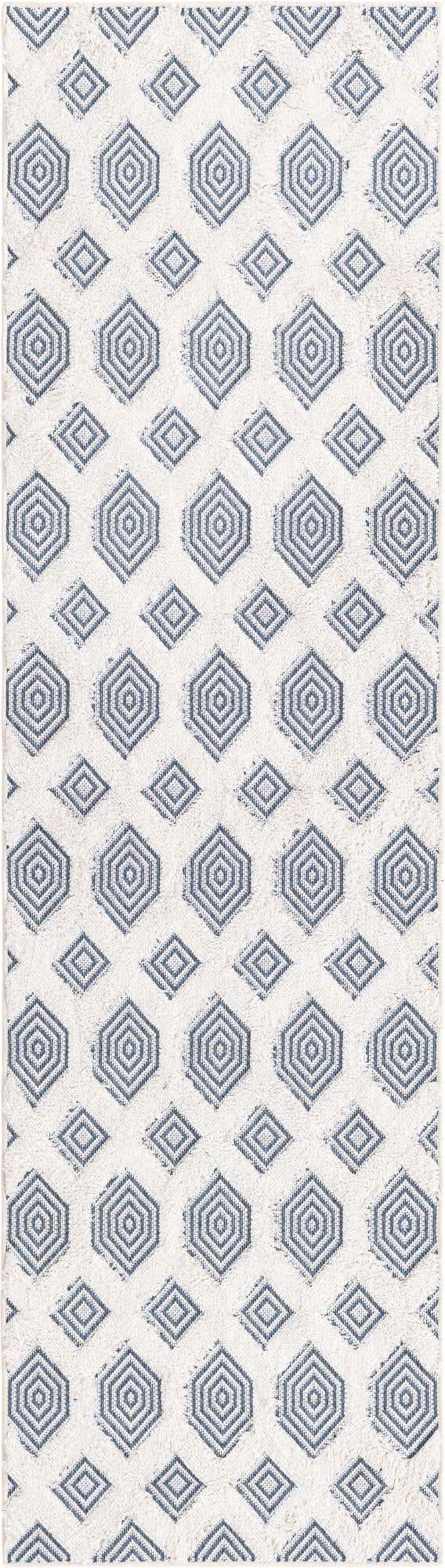 Navy Blue 2' 3 x 8' Sabrina Soto Casa Runner Area Rug 100% Cotton Geometric Pattern All Natural Material Eco Friendly Carpet for Sale at Rug Engine