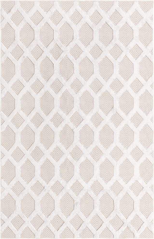 Beige 5' 3 x 8' Sabrina Soto Casa Rectangle Area Rug 100% Cotton Geometric Pattern All Natural Material Eco Friendly Carpet for Sale at Rug Engine