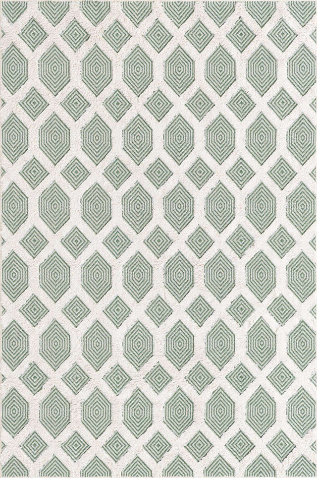 Green 5' 3 x 8' Sabrina Soto Casa Rectangle Area Rug 100% Cotton Geometric Pattern All Natural Material Eco Friendly Carpet for Sale at Rug Engine