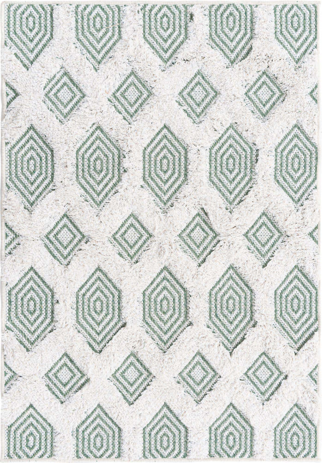 Green 2' 3 x 3' Sabrina Soto Casa Rectangle Area Rug 100% Cotton Geometric Pattern All Natural Material Eco Friendly Carpet for Sale at Rug Engine
