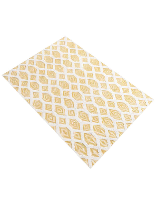 Yellow 6' 4 x 9' Sabrina Soto Casa Rectangle Area Rug 100% Cotton Geometric Pattern All Natural Material Eco Friendly Carpet for Sale at Rug Engine