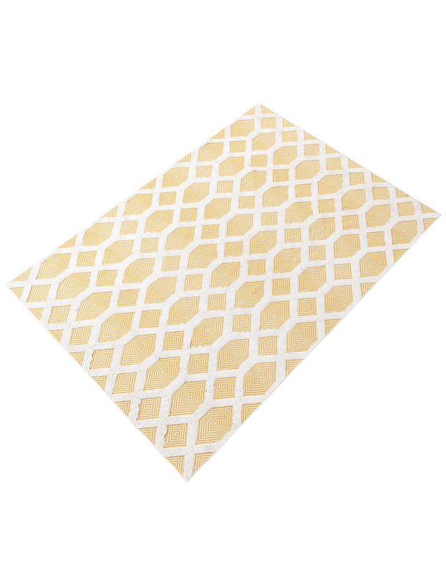 Yellow 6' 4 x 9' Sabrina Soto Casa Rectangle Area Rug 100% Cotton Geometric Pattern All Natural Material Eco Friendly Carpet for Sale at Rug Engine
