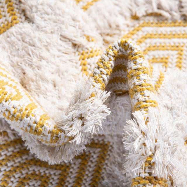 Yellow 6' 4 x 9' Sabrina Soto Casa Rectangle Area Rug 100% Cotton Geometric Pattern All Natural Material Eco Friendly Carpet for Sale at Rug Engine
