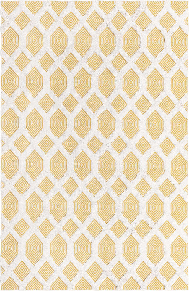 Yellow 5' 3 x 8' Sabrina Soto Casa Rectangle Area Rug 100% Cotton Geometric Pattern All Natural Material Eco Friendly Carpet for Sale at Rug Engine