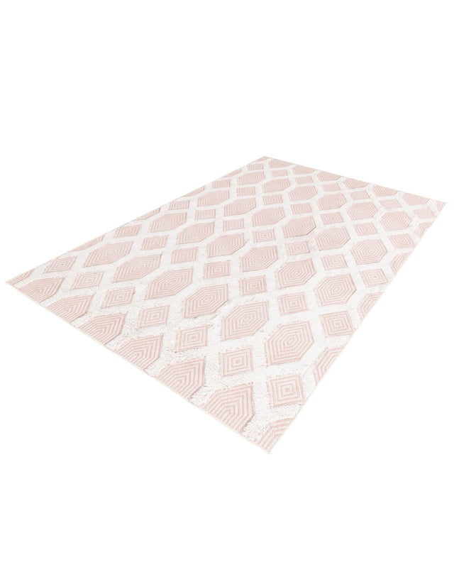 Pink 4' 5 x 6' Sabrina Soto Casa Rectangle Area Rug 100% Cotton Geometric Pattern All Natural Material Eco Friendly Carpet for Sale at Rug Engine