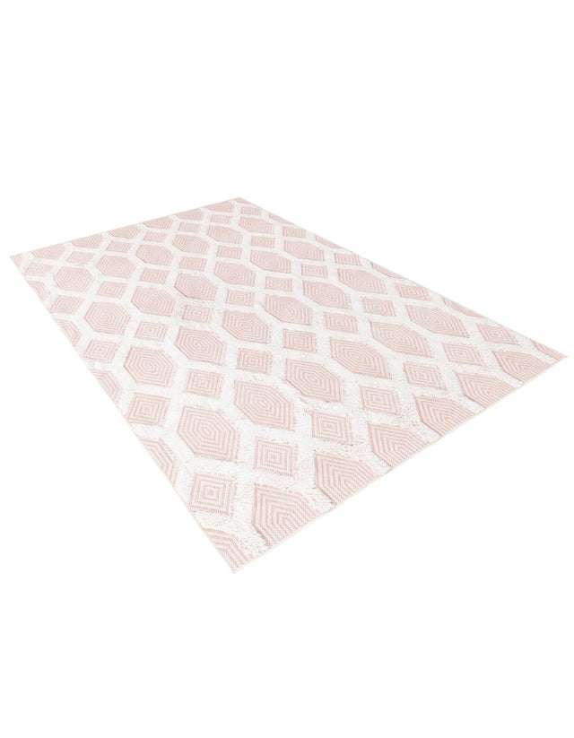 Pink 4' 5 x 6' Sabrina Soto Casa Rectangle Area Rug 100% Cotton Geometric Pattern All Natural Material Eco Friendly Carpet for Sale at Rug Engine