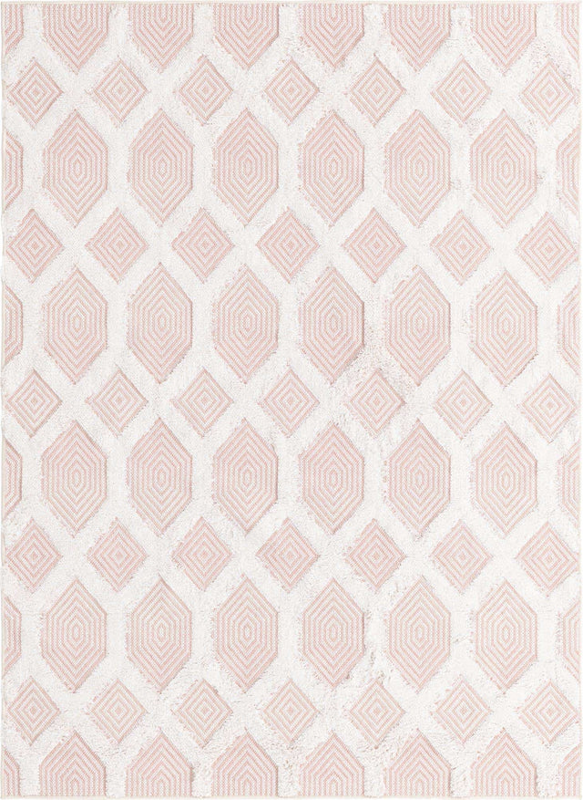Pink 4' 5 x 6' Sabrina Soto Casa Rectangle Area Rug 100% Cotton Geometric Pattern All Natural Material Eco Friendly Carpet for Sale at Rug Engine