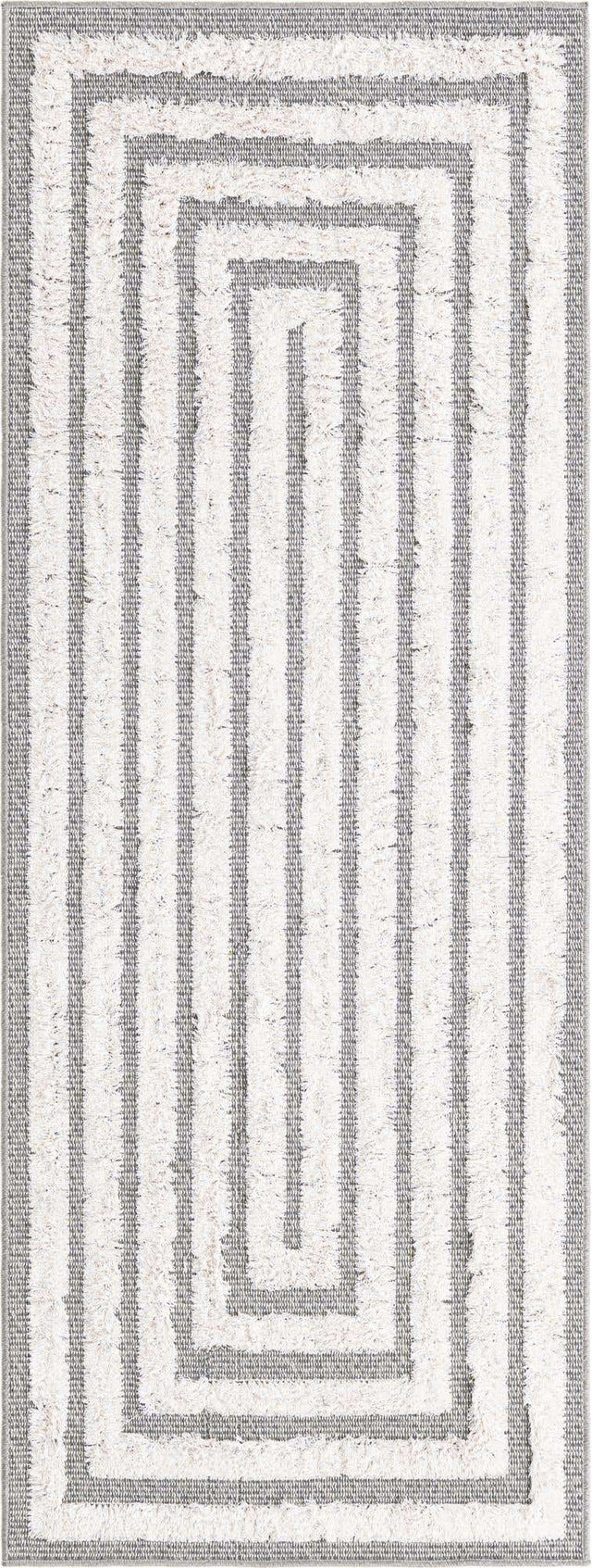 Anthracite Gray 2' 3 x 6' Sabrina Soto Casa Runner Area Rug 100% Cotton Geometric Pattern All Natural Material Eco Friendly Carpet for Sale at Rug Engine