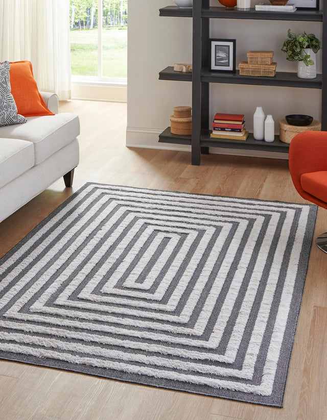 Black 5' 3 x 8' Sabrina Soto Casa Rectangle Area Rug 100% Cotton Geometric Pattern All Natural Material Eco Friendly Carpet for Sale at Rug Engine