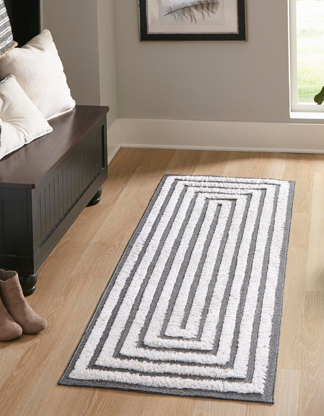 Black 2' 3 x 8' Sabrina Soto Casa Runner Area Rug 100% Cotton Geometric Pattern All Natural Material Eco Friendly Carpet for Sale at Rug Engine
