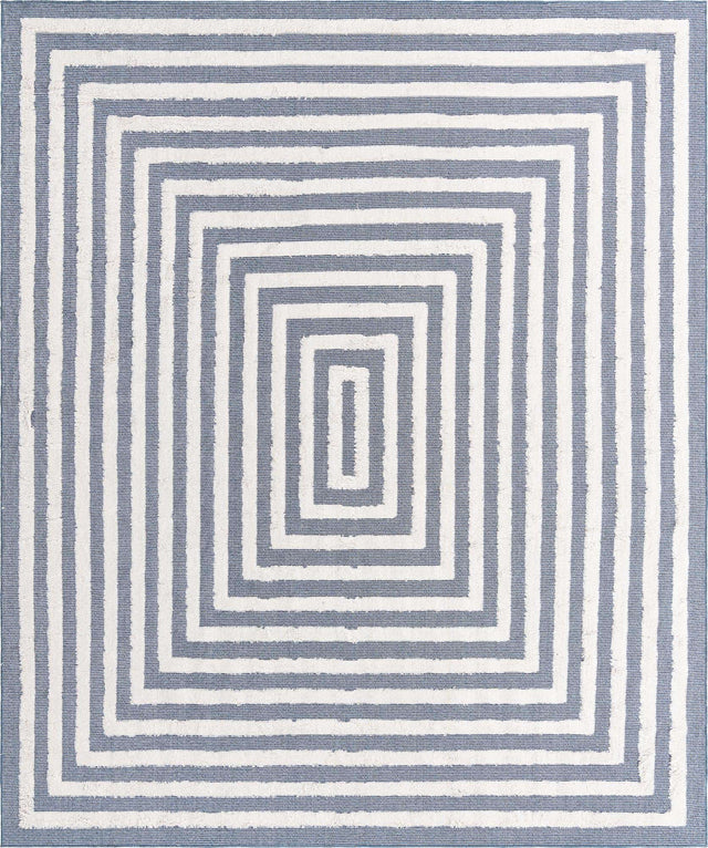 Navy Blue 8' 3 x 10' Sabrina Soto Casa Rectangle Area Rug 100% Cotton Geometric Pattern All Natural Material Eco Friendly Carpet for Sale at Rug Engine