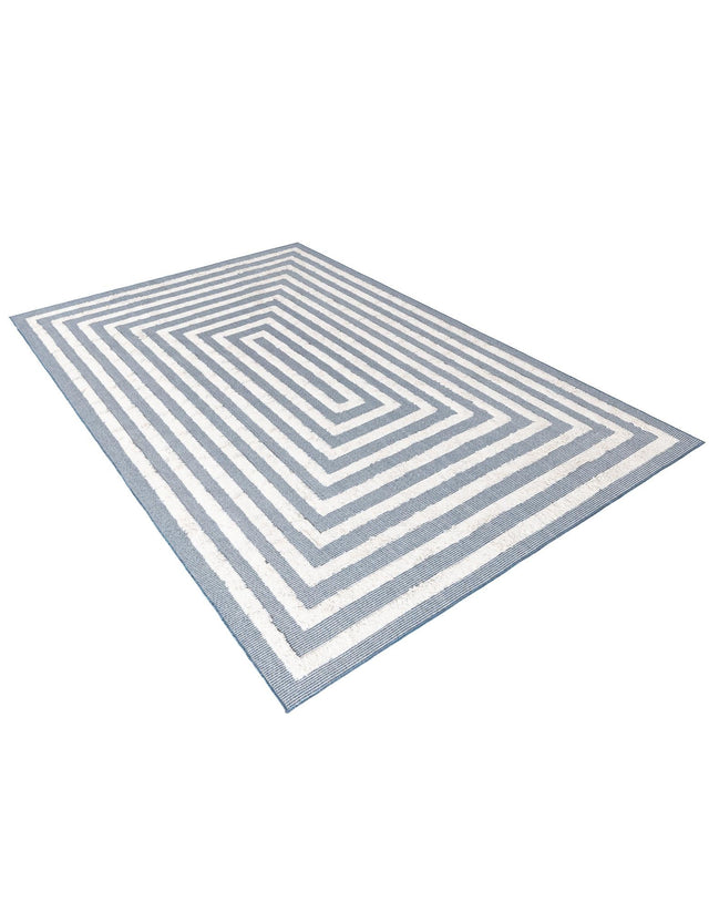Navy Blue 6' 4 x 9' Sabrina Soto Casa Rectangle Area Rug 100% Cotton Geometric Pattern All Natural Material Eco Friendly Carpet for Sale at Rug Engine