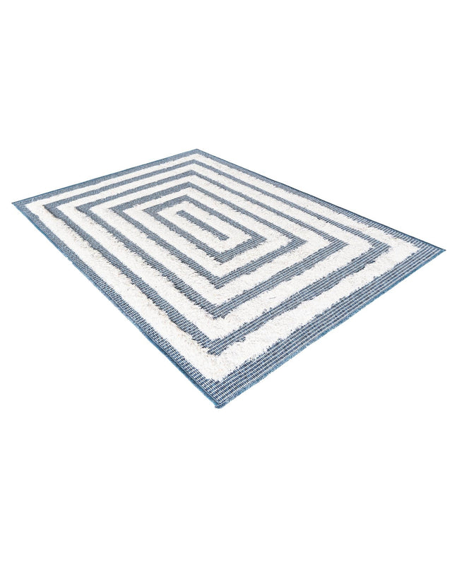 Navy Blue 2' 3 x 3' Sabrina Soto Casa Rectangle Area Rug 100% Cotton Geometric Pattern All Natural Material Eco Friendly Carpet for Sale at Rug Engine