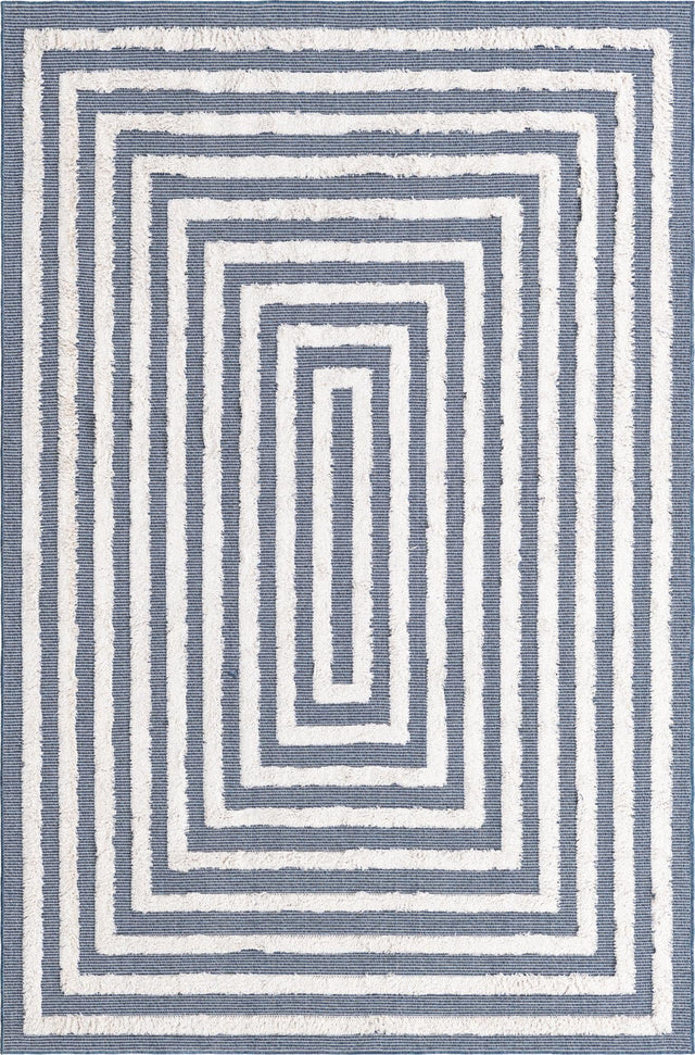 Navy Blue 1' 3 x 1' 4 Sabrina Soto Casa Sample Area Rug 100% Cotton Geometric Pattern All Natural Material Eco Friendly Carpet for Sale at Rug Engine