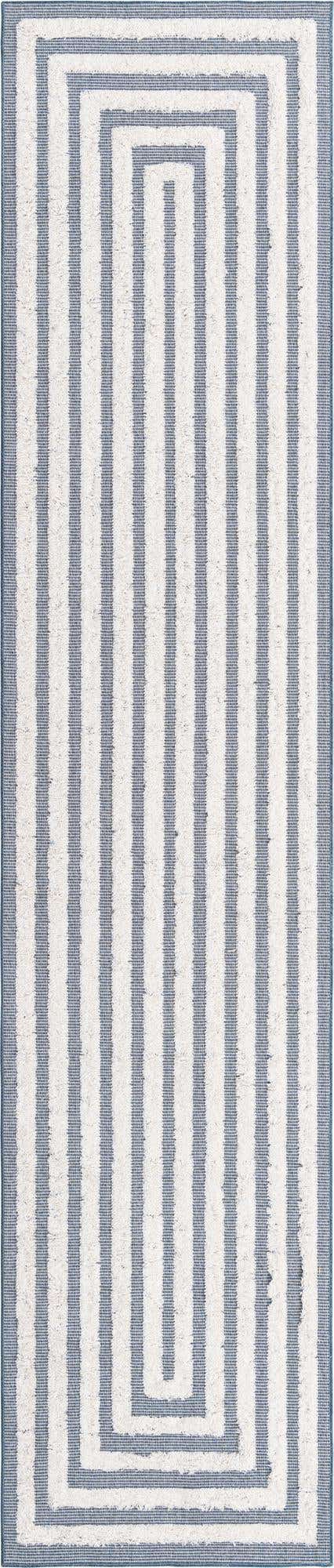 Navy Blue 2' 7 x 12' Sabrina Soto Casa Runner Area Rug 100% Cotton Geometric Pattern All Natural Material Eco Friendly Carpet for Sale at Rug Engine