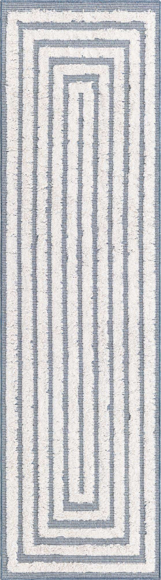Navy Blue 2' 3 x 8' Sabrina Soto Casa Runner Area Rug 100% Cotton Geometric Pattern All Natural Material Eco Friendly Carpet for Sale at Rug Engine