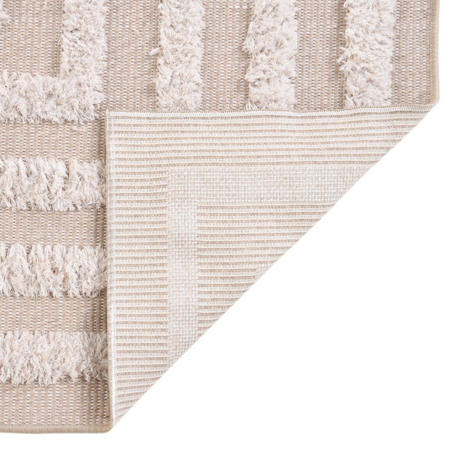 Beige 8' 3 x 10' Sabrina Soto Casa Rectangle Area Rug 100% Cotton Geometric Pattern All Natural Material Eco Friendly Carpet for Sale at Rug Engine