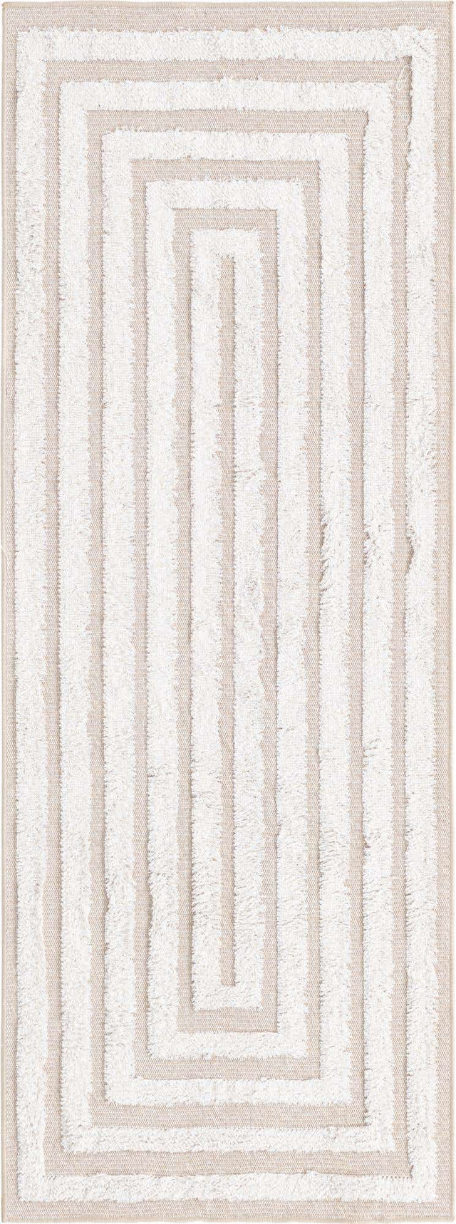 Beige 2' 3 x 6' Sabrina Soto Casa Runner Area Rug 100% Cotton Geometric Pattern All Natural Material Eco Friendly Carpet for Sale at Rug Engine