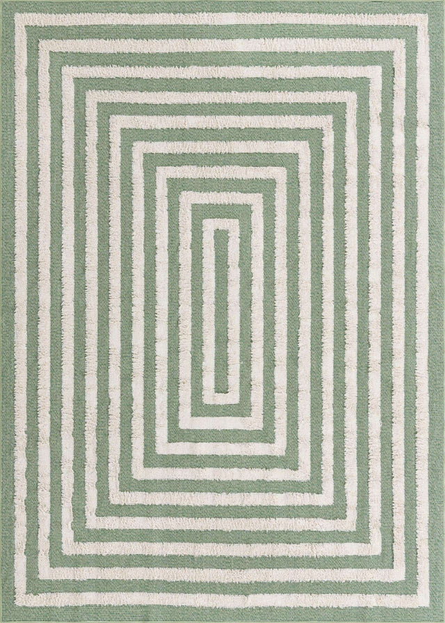 Green 6' 4 x 9' Sabrina Soto Casa Rectangle Area Rug 100% Cotton Geometric Pattern All Natural Material Eco Friendly Carpet for Sale at Rug Engine