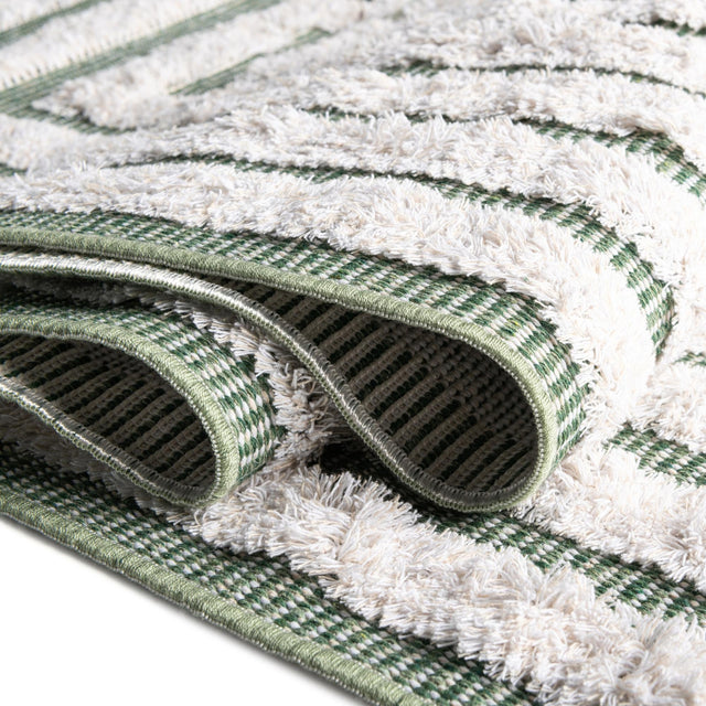 Green 4' 5 x 6' Sabrina Soto Casa Rectangle Area Rug 100% Cotton Geometric Pattern All Natural Material Eco Friendly Carpet for Sale at Rug Engine