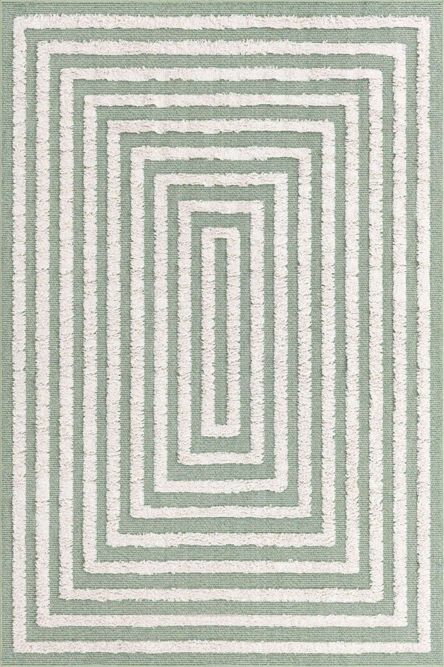 Green 4' 5 x 6' Sabrina Soto Casa Rectangle Area Rug 100% Cotton Geometric Pattern All Natural Material Eco Friendly Carpet for Sale at Rug Engine