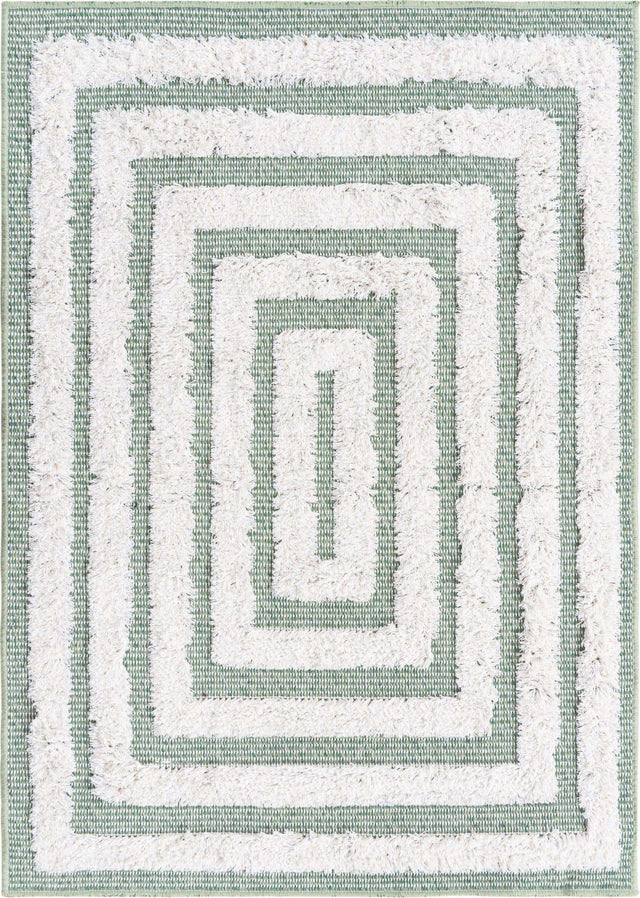Green 2' 3 x 3' Sabrina Soto Casa Rectangle Area Rug 100% Cotton Geometric Pattern All Natural Material Eco Friendly Carpet for Sale at Rug Engine