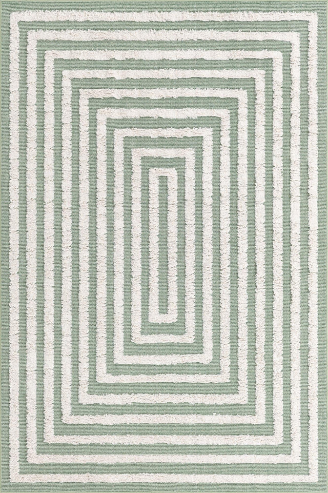 Green 1' 3 x 1' 4 Sabrina Soto Casa Sample Area Rug 100% Cotton Geometric Pattern All Natural Material Eco Friendly Carpet for Sale at Rug Engine