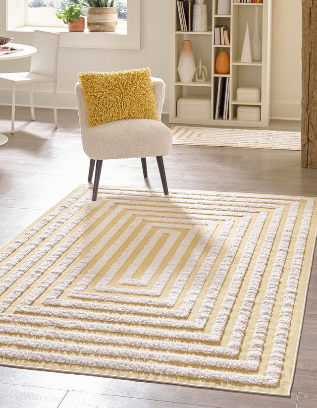 Yellow 1' 3 x 1' 4 Sabrina Soto Casa Sample Area Rug 100% Cotton Geometric Pattern All Natural Material Eco Friendly Carpet for Sale at Rug Engine