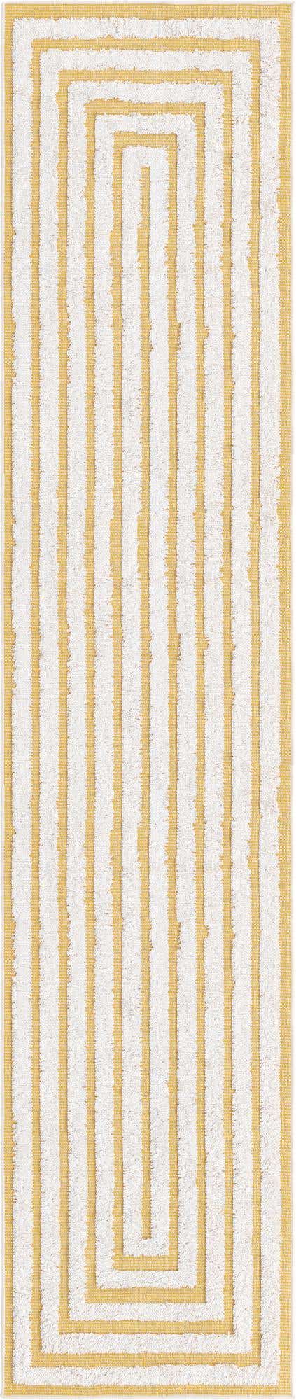Yellow 2' 7 x 12' Sabrina Soto Casa Runner Area Rug 100% Cotton Geometric Pattern All Natural Material Eco Friendly Carpet for Sale at Rug Engine
