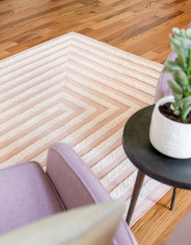 Pink 10' x 12' Sabrina Soto Casa Rectangle Area Rug 100% Cotton Geometric Pattern All Natural Material Eco Friendly Carpet for Sale at Rug Engine