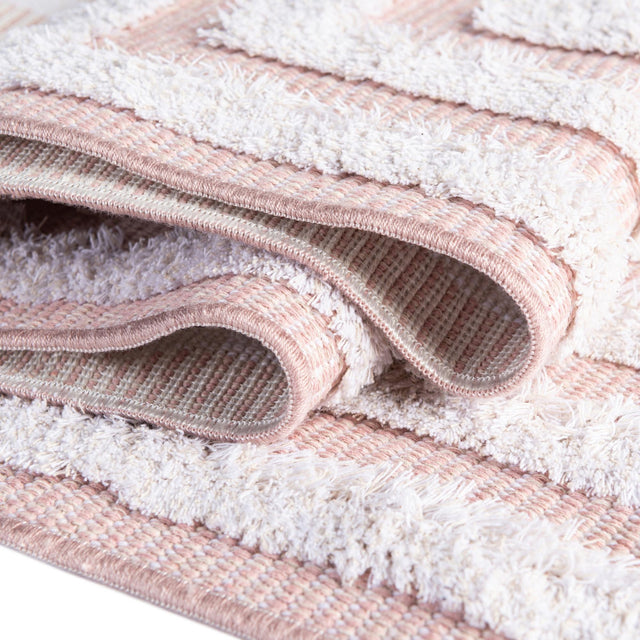 Pink 2' 7 x 12' Sabrina Soto Casa Runner Area Rug 100% Cotton Geometric Pattern All Natural Material Eco Friendly Carpet for Sale at Rug Engine