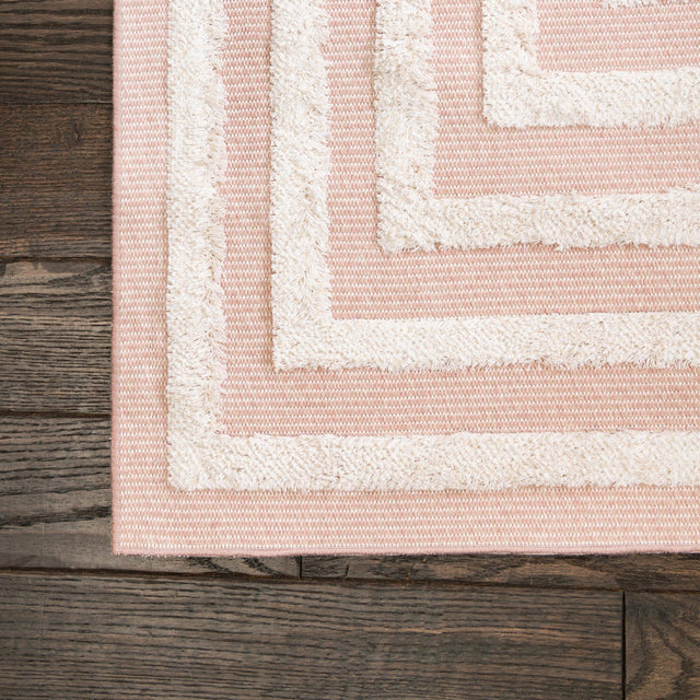 Pink 2' 7 x 12' Sabrina Soto Casa Runner Area Rug 100% Cotton Geometric Pattern All Natural Material Eco Friendly Carpet for Sale at Rug Engine