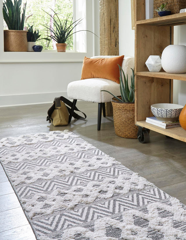 Anthracite Gray 2' 3 x 6' Sabrina Soto Casa Runner Area Rug 100% Cotton Geometric Pattern All Natural Material Eco Friendly Carpet for Sale at Rug Engine