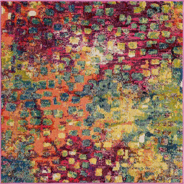 Multicolor 4' x 4' Jardin Square Area Rug 100% Polypropylene With Cotton Backing Colorful & Vivid Modern Carpet for Home Decor for Sale at Rug Engine