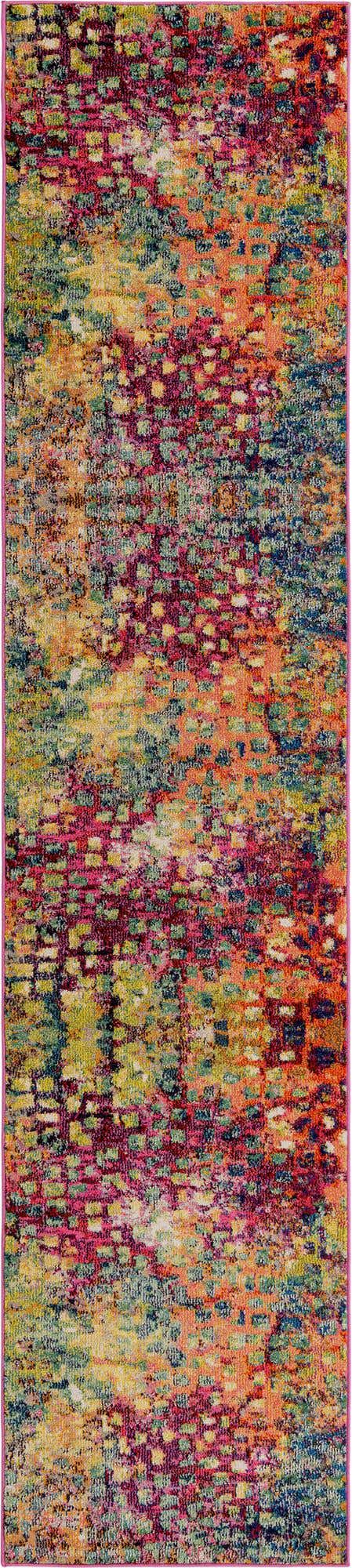 Multicolor 2' 7 x 12' Jardin Runner Area Rug 100% Polypropylene With Cotton Backing Colorful & Vivid Modern Carpet for Home Decor for Sale at Rug Engine