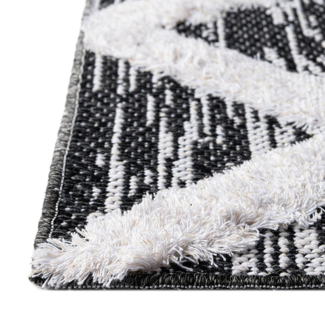 Black 2' 7 x 12' Sabrina Soto Casa Runner Area Rug 100% Cotton Geometric Pattern All Natural Material Eco Friendly Carpet for Sale at Rug Engine
