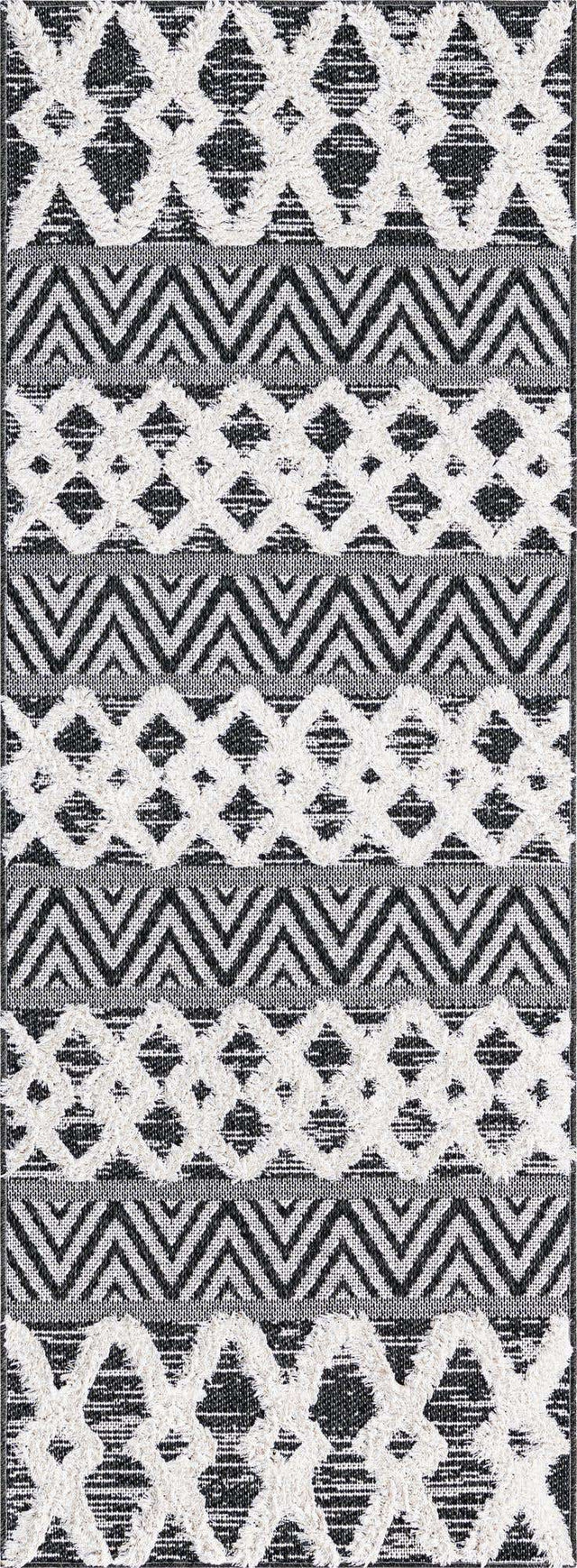 Black 2' 3 x 6' Sabrina Soto Casa Runner Area Rug 100% Cotton Geometric Pattern All Natural Material Eco Friendly Carpet for Sale at Rug Engine