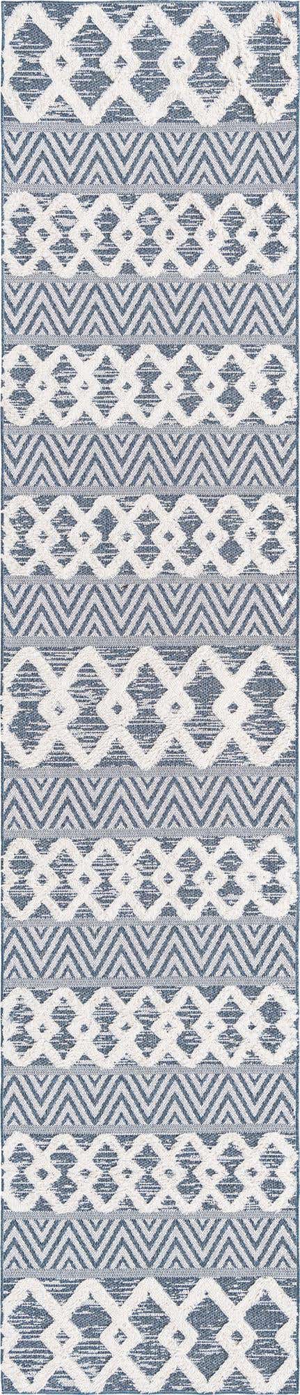 Navy Blue 2' 7 x 12' Sabrina Soto Casa Runner Area Rug 100% Cotton Geometric Pattern All Natural Material Eco Friendly Carpet for Sale at Rug Engine